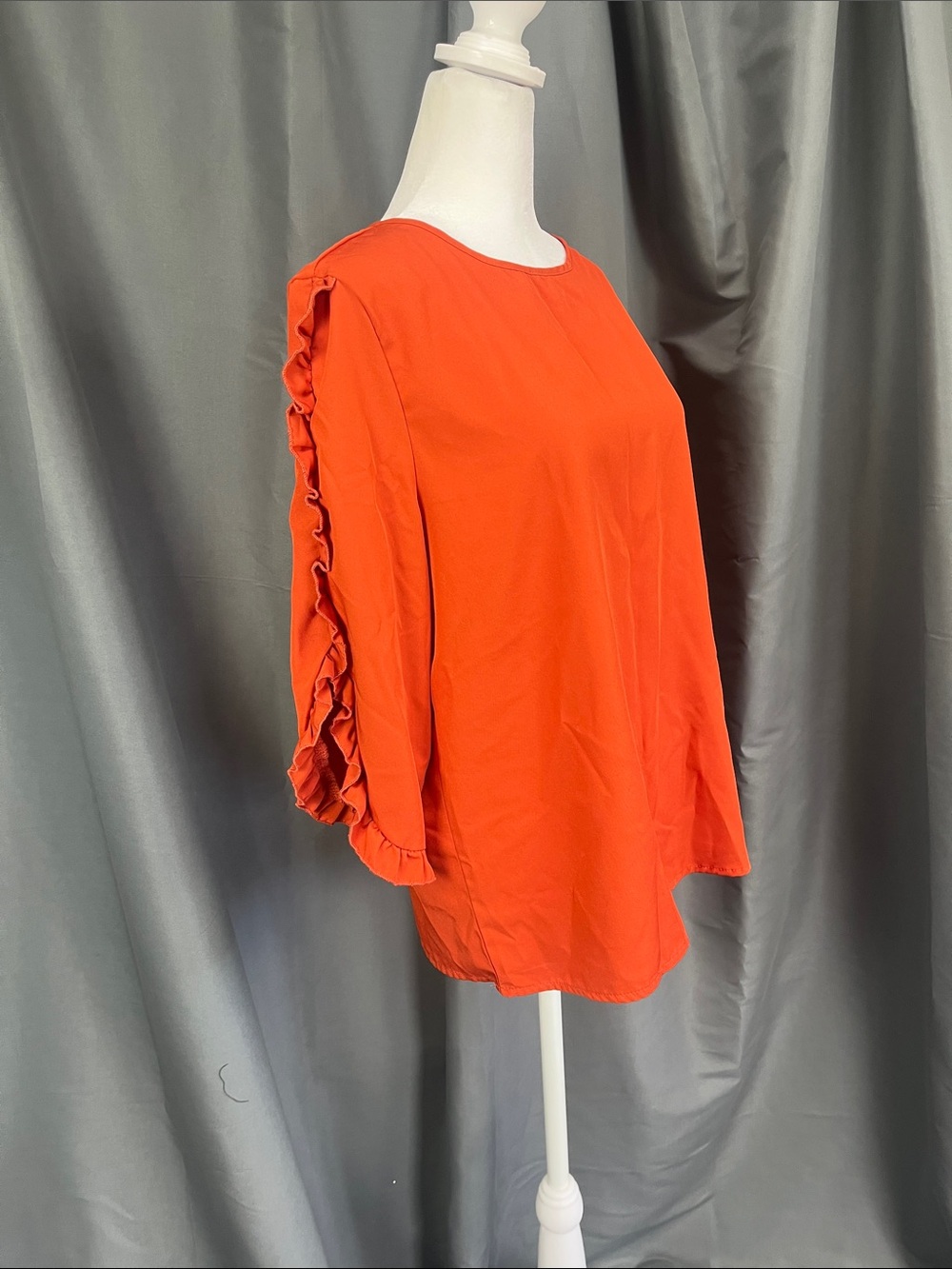 Women's Orange Ruffle Sleeve Blouse